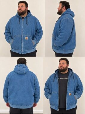 Carhartt RARE Vintage Denim Wool Lined Zip Front Jacket- 2XL